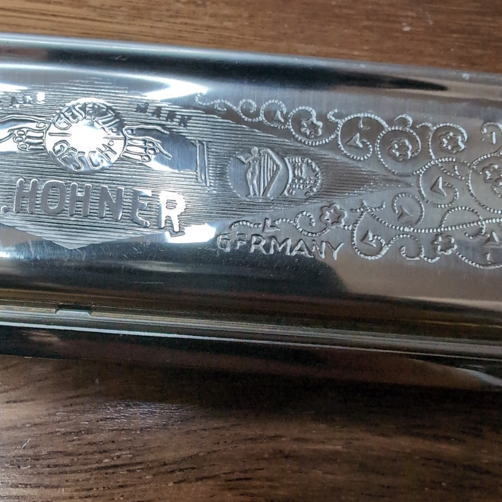 Vintage M Hohner Super Chromonica Harmonica Key of C Germany 12 Hole with Case